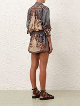 Zimmermann Ascension Blue Cream Indienne Floral Silk Shorts