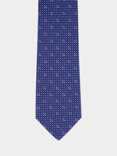 Ferragamo Navy Blue Printed Silk Tie