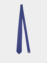 Ferragamo Navy Blue Printed Silk Tie