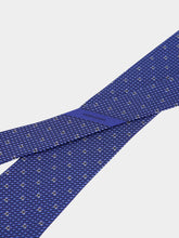 Ferragamo Navy Blue Printed Silk Tie