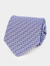 Ferragamo Blue Gancini Print Silk Tie