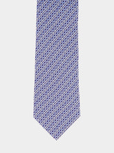 Ferragamo Blue Gancini Print Silk Tie