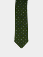 Ferragamo Forest Green Jacquard Silk Tie