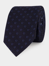 Ferragamo Dark Blue Gancini Silk Jacquard Tie