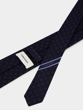 Ferragamo Dark Blue Gancini Silk Jacquard Tie
