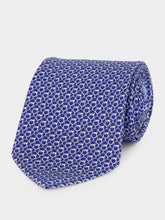 Ferragamo Royal Blue Gancini Links Print Silk Tie