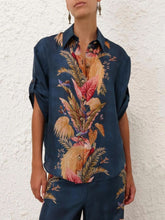 Zimmermann Dark Blue Palm Floral Ascension Shirt