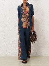 Zimmermann Dark Blue Palm Floral Ascension Pant
