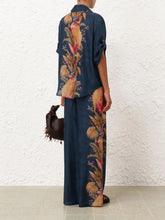 Zimmermann Dark Blue Palm Floral Ascension Pant