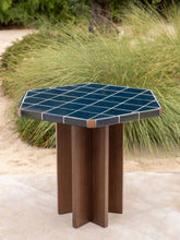 House of Capricorn Lisboa Blue Ceramic Tile and Ash Wood Dining Table