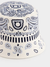 Ferragamo Sky Blue Arabesque Print Cloche Hat