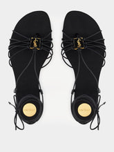 Saint Laurent Black Babylone Flat Sandals in Smooth Leather