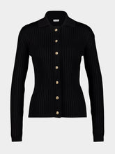 Balmain Black Buttoned Ribbed Knit Cardigan