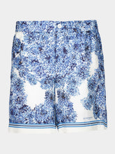 Givenchy Blue Silk Bermuda Shorts with Pompom Print