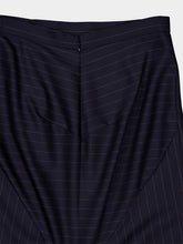 Givenchy Dark Navy Wool Midi Striped Skirt