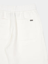 Ami Paris White Blended Linen Elasticated Waist Trousers
