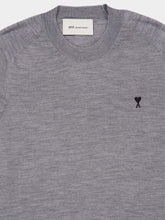 Ami Paris Grey Extrafine Merino Wool Crewneck Sweater
