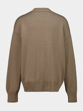 Ami Paris Beige Wool and Cotton Ami de Coeur Crewneck Sweater