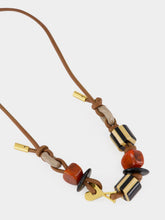 Ami Paris Caramel Leather Beaded Necklace