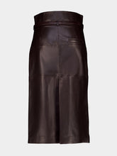 Ami Paris Dark Cherry Leather Midi Skirt with Belt