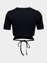 Courrèges Black Cut-Out Ribbon Cropped T-Shirt