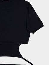 Courrèges Black Cut-Out Ribbon Cropped T-Shirt