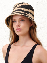 Zimmermann Black Zebra Raffia Bucket Hat