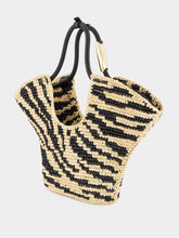 Zimmermann Goldentime Black Zebra Raffia Small Tote