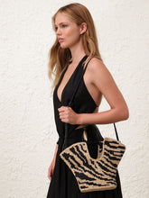 Zimmermann Goldentime Black Zebra Raffia Small Tote