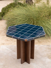 House of Capricorn Lisboa Blue Ceramic Tile and Ash Wood Dining Table