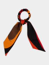Pucci Black and Orange Silk Hair Tie with Foulard