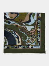 Pucci Khaki and Blue Orchidee Print Cotton Sarong
