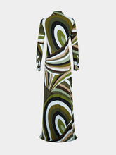 Pucci Khaki and Blue Iride Print Chemisier Dress
