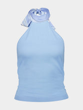 Pucci Pale Blue Knit Top with Silk Detail
