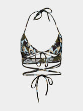 Pucci Khaki and Blue Occhi Print Triangle Bikini Top