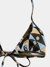 Pucci Khaki and Blue Occhi Print Triangle Bikini Top
