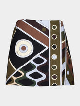 Pucci Khaki and Blue Vivara Print Wool Skirt