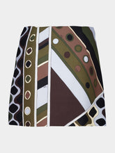 Pucci Khaki and Blue Vivara Print Wool Skirt