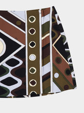 Pucci Khaki and Blue Vivara Print Wool Skirt