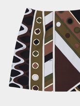 Pucci Khaki and Blue Vivara Print Wool Skirt