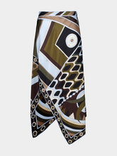 Pucci Khaki Blue Vivara Silk Scarf Skirt
