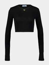 Prada Black Cropped Long-Sleeve Top