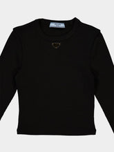 Prada Black Cropped Long-Sleeve Top