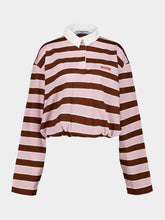 Prada Alabaster and Tobacco Striped Cotton Top