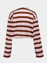 Prada Alabaster and Tobacco Striped Cotton Top