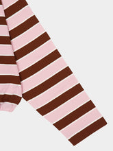 Prada Alabaster and Tobacco Striped Cotton Top
