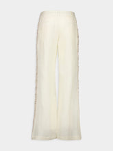 Zimmermann Cream Illuminate Flared Linen Pants with Lace Inserts