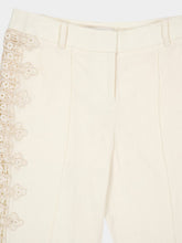 Zimmermann Cream Illuminate Flared Linen Pants with Lace Inserts