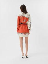 Versace Orange Printed Silk Mini Shirt Dress