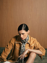Paula Narcisa Golden Brown Suede Embroidered Cowboy Shirt